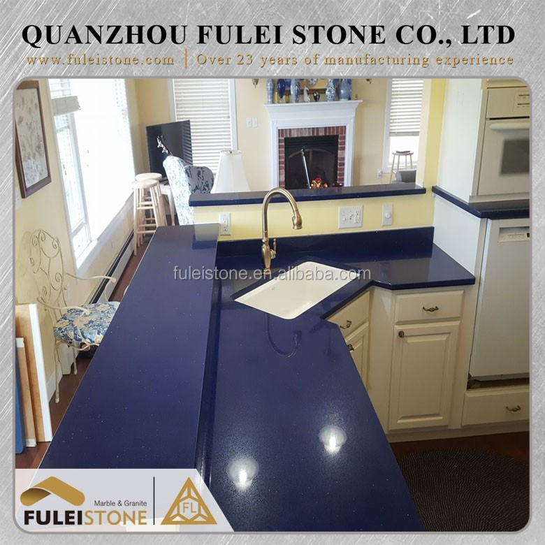 Popular Blue Quartz Solid Color Granite Surface Countertop Price