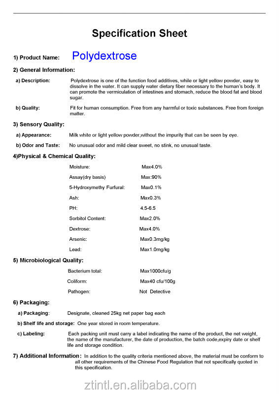 High Purity Food Additive Polydextrose -China Supplier
