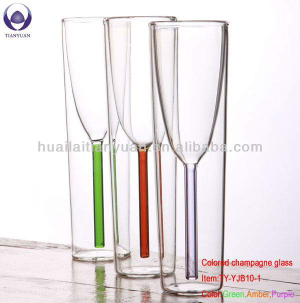 lead free colored handblown pyrex glass champagne tulip