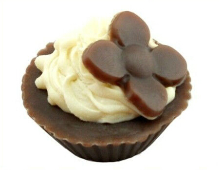 Chocolate cake soap with a pink heart,c12