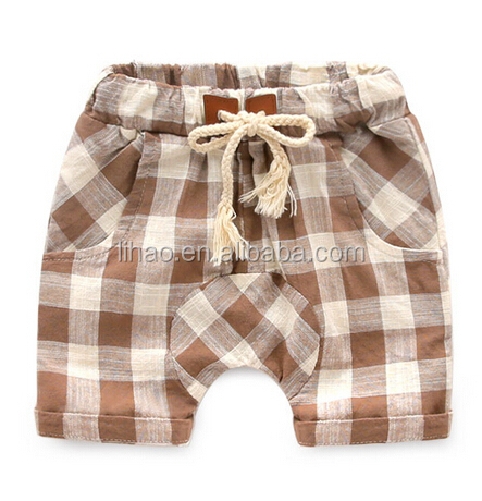 赤ちゃんの男の子の綿のチェック柄ショートパンツ2015新しい子供服夏のズボン仕入れ・メーカー・工場