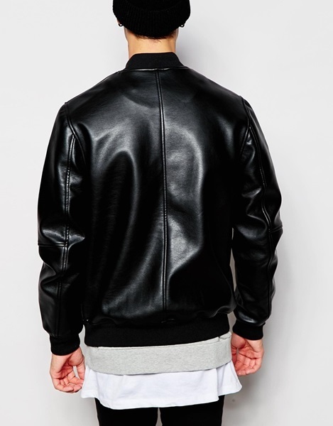 男が着るサプライヤー良い品質の新しいファッション卸売ブラックホールセールボンバーフェイクレザージャケット仕入れ・メーカー・工場