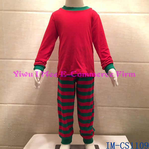 ホット販売子供クリスマスパジャマ衣装ブティック女の子綿レッドグリーンストライプ睡眠服セット用クリスマス日仕入れ・メーカー・工場
