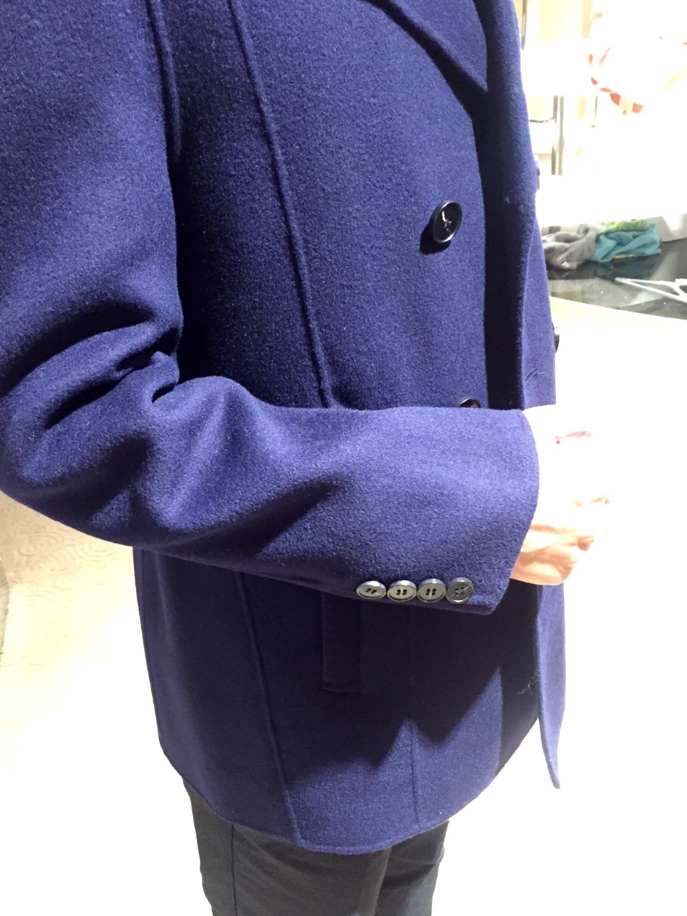 男性カシミヤ冬コート自然ウールオーバーコートスリムダブルブレストウールの装飾仕入れ・メーカー・工場