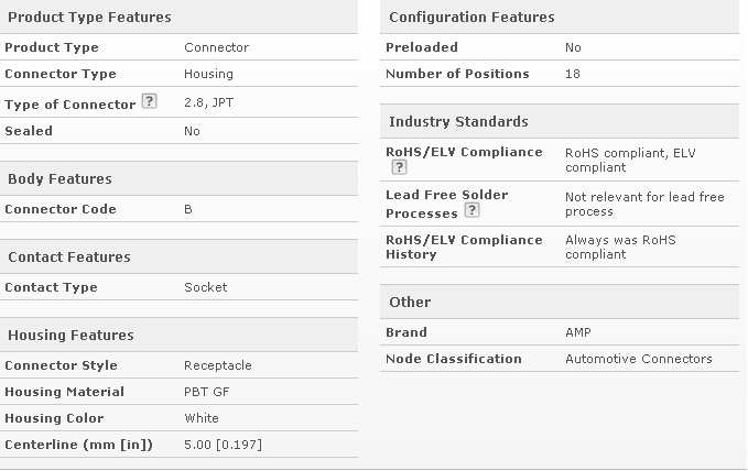 TE /AMP 18Pins Housing Accessories 2-967624-1
