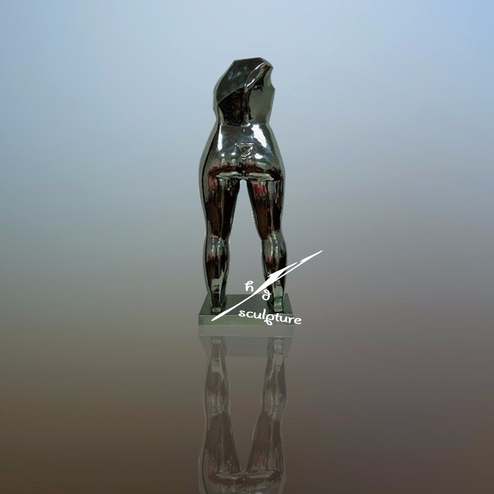 Stainless Steel Nude Woman Figure Statue Female Metal Sculpture Metal Modern Abstract Art For