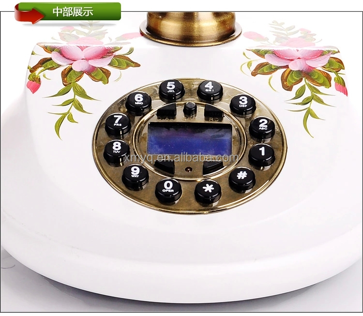 Wooden Hand-painted Corded Telephone Vintage Home Decor Retro Item