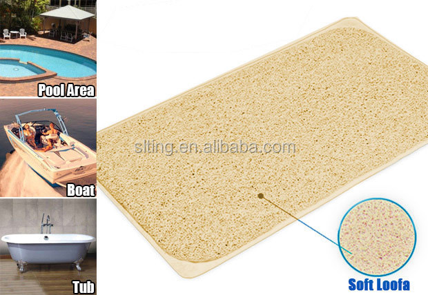 Anti Slip Loofah Shower Rug Bathroom Bath Mat Carpet Water Drains