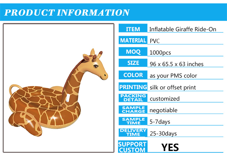 Source heavy duty vinyl Inflatable Giraffe Ride-On Swimming Pool