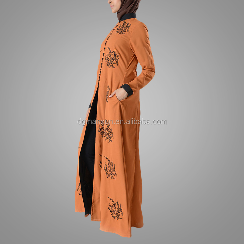 Latest embroidered muslim front open abaya islamic clothing for women turkish cardigan (2).jpg