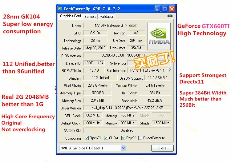 Видеокарта для ПК WINWIN GTX 680 2 G Gtx680 2048 384 DDR3 pci/e NVIDIA Geforce Gtx650 Gtx660 GC-GTX680 Видеокарта для ПК WINWIN GTX 680 2 G Gtx680 2048 384 DDR3 pci/e NVIDIA Geforce Gtx650 Gtx660 GC-GTX680