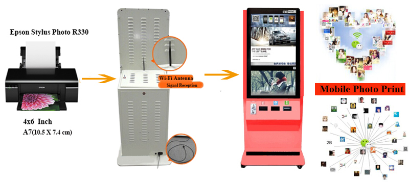 Phoprint広告マシン42インチフロアスタンドネットワーク液晶デジタルサイネージビデオ広告表示insta-グラム印刷機仕入れ・メーカー・工場