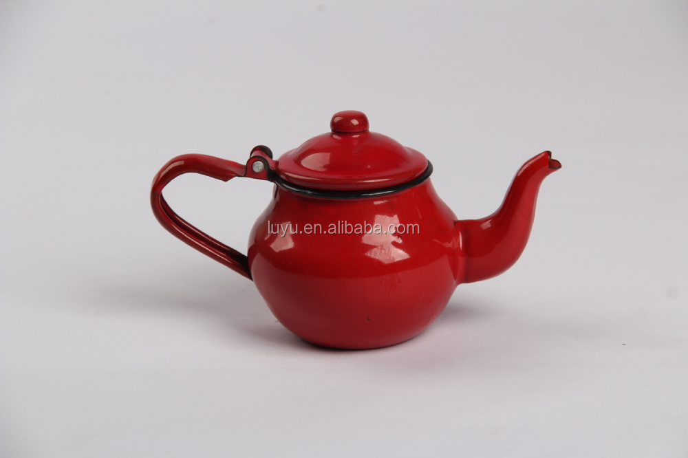 Promotion Decorative Cute Tea Pot Enamel Small Round Tea Kettle