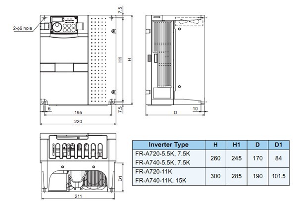 FR-A720-11K Dimensions