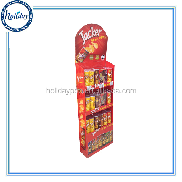 Floor Standing Potato Chips Display Rack Stand,Cardboard Food Display