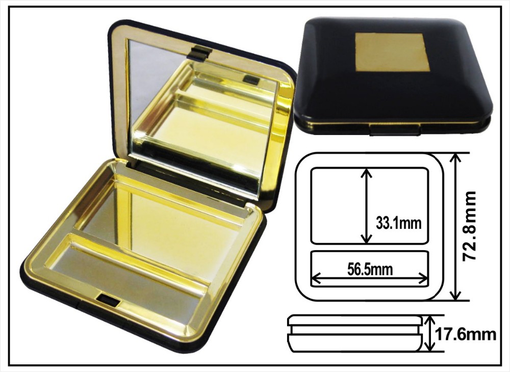 エレガントなゴールド空のプラスチック製化粧品コンパクトパウダーケース仕入れ・メーカー・工場