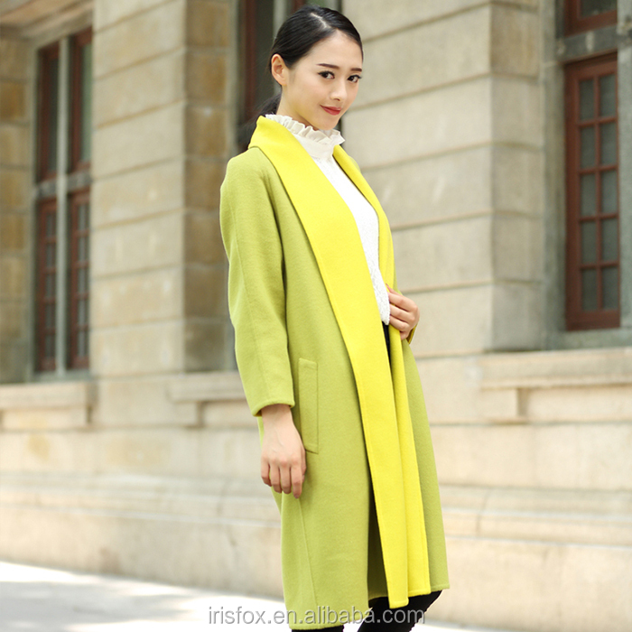 new arrival fashion wool coat women"s long knee length coat 2015