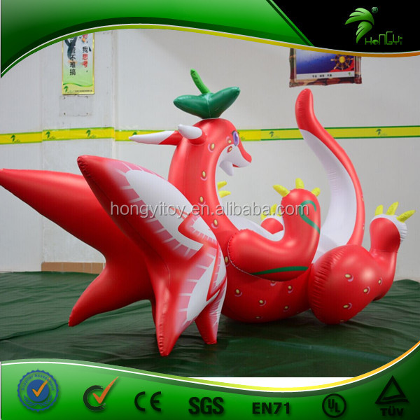 Giant Inflatable Strawberry Dragon / Inflatable Lovely Cartoon Dragon