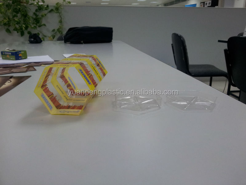 custom hexagon packaging box for chocolate bar,clear hexagon chocolate packaging box with blister lid wholesale
