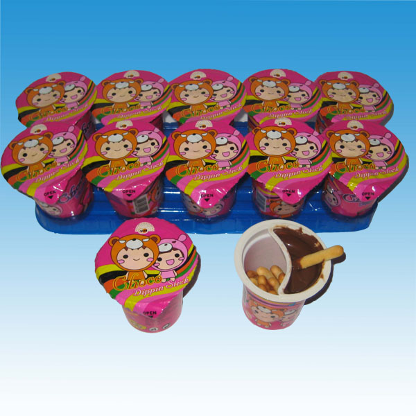 Hot !!! 16g choco cup with crispy biscuit sticks