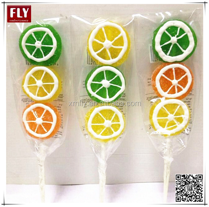 Assorted Fruits Halal pectin sweets sugar coated soft jelly candy lollpop