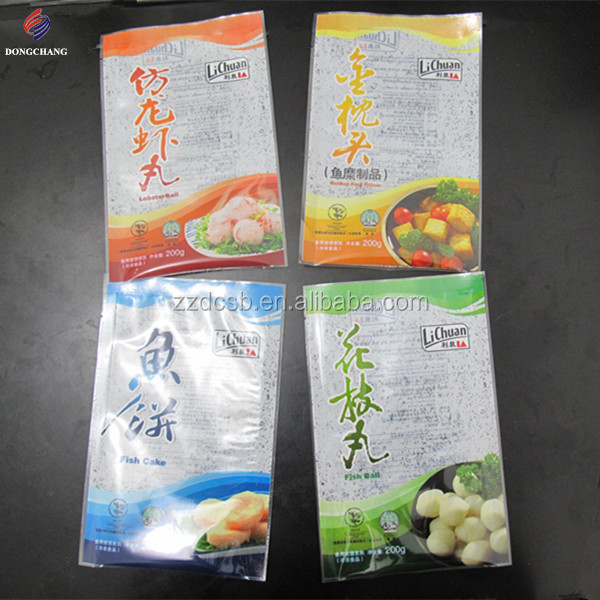 Custom printed OPP PE laminated plastic frozen food packaging bag for fish ball and fish cake packaging