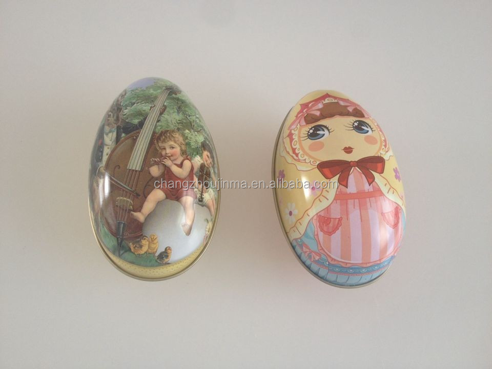 Egg shape tin box(egg tin can) for decorative promotional items metal