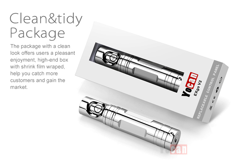Replaceable control panel Yocan EXgo V2 battery with low voltage protection and power indication