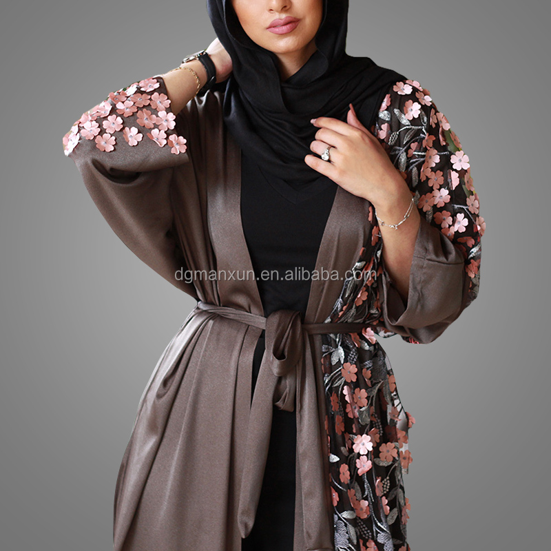muslim dress for ladies wholesale islamic products lace flowers details open abaya kimono in dubai (2).jpg