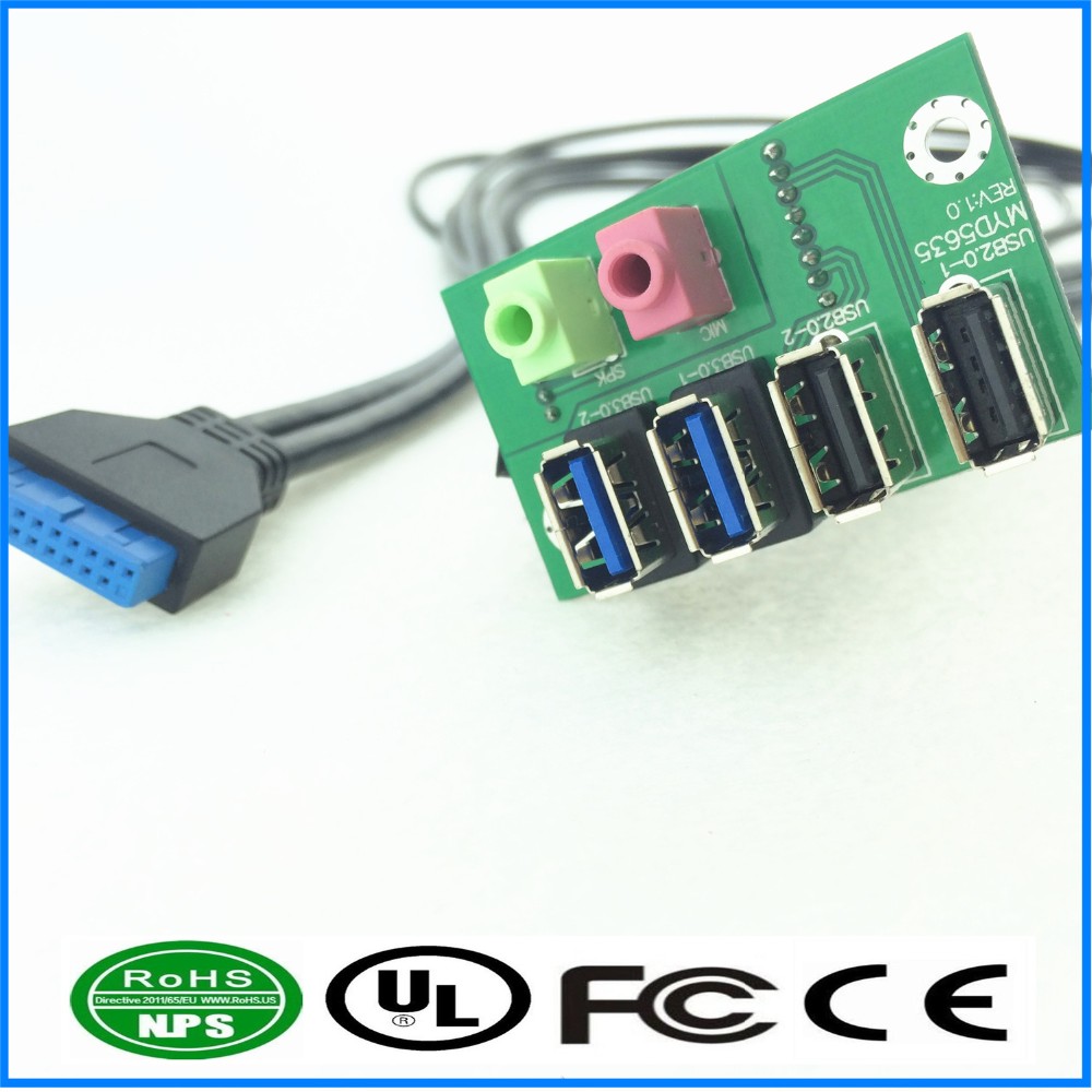 Dual Usb 2.0 + Dual Usb 3.0 Computer Case I/o Front Panel Mount Dual