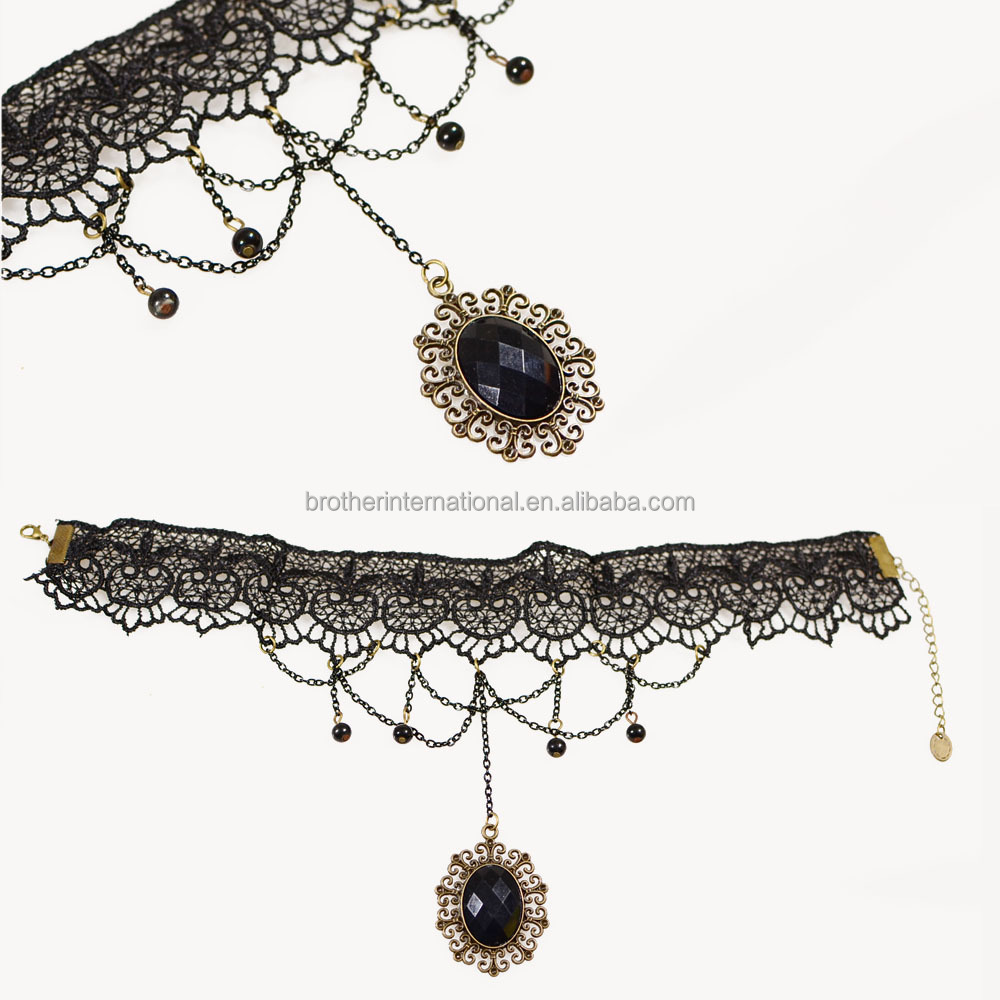2015 black gothic palace big pendants rope chain