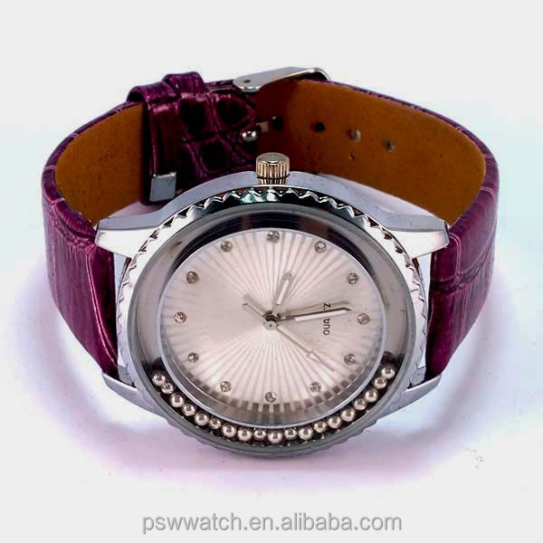 pearl beads stones Japan quartz custom leather watch ladies