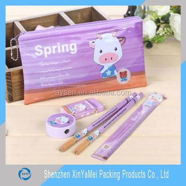 Plastic, pvc Material and Zipper Top Sealing & Handle Binder Pencil Pouch