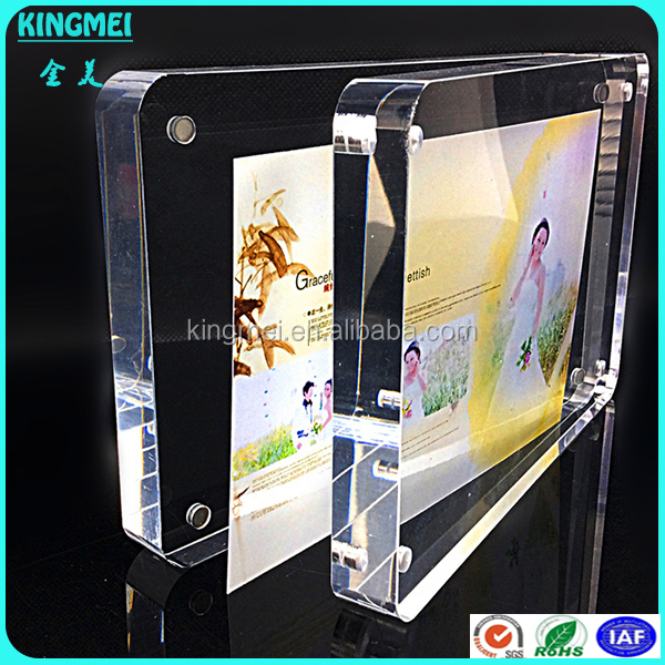 KM-CP29 Hot Sale double sided Acrylic Photo Frame with magnets, Crystal Clear Plastic Magnetic Photo Block Frame