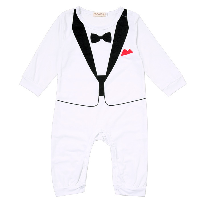 キッズＢＡＢＹ少年紳士モデリングロングスリーブの上昇の衣服真っ白な赤ちゃんロンパース問屋・仕入れ・卸・卸売り