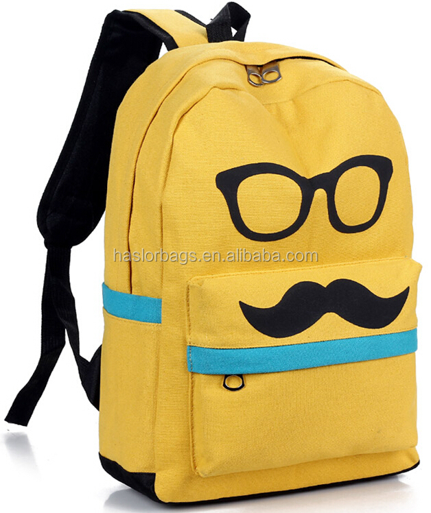 Leisure School Backpack with Glasses Printing / Used Backpacks for Teenage Girl