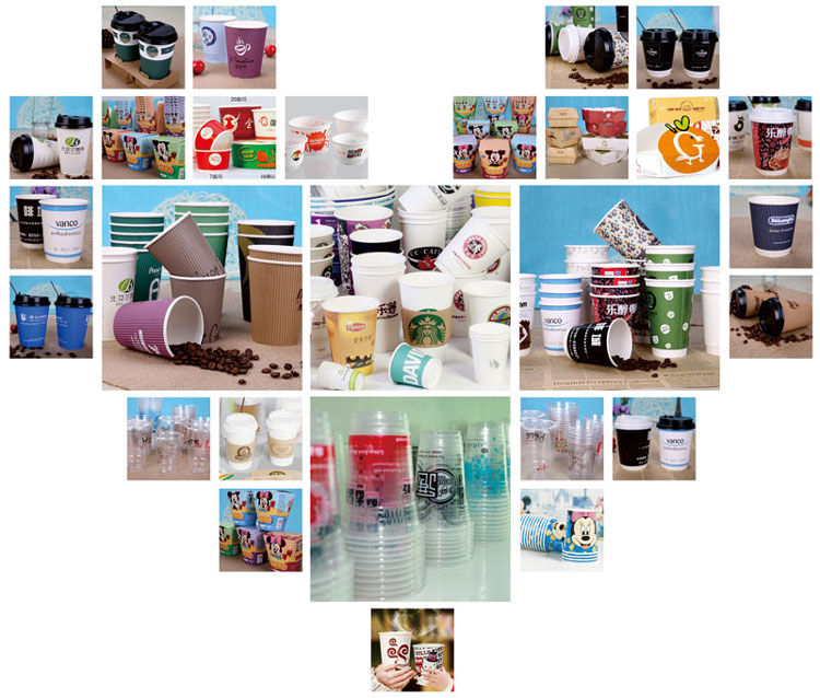 LOGO Printed Paper Cups Single or Double,Ripple Wall for Coffee,Ice cream,Food,Cola and yogurt China Factory