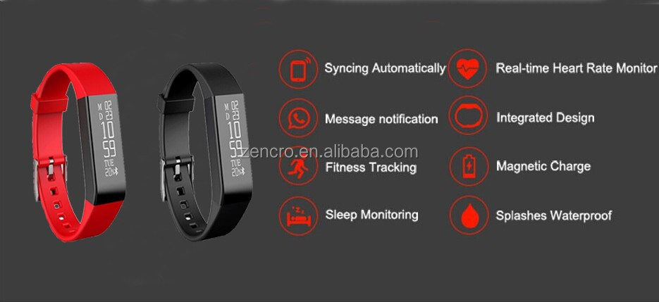 Zencro最新ムーティ機能fitbit充電hr心拍数モニターbluetooth veryfitスマートリストバンドブレスレット仕入れ・メーカー・工場