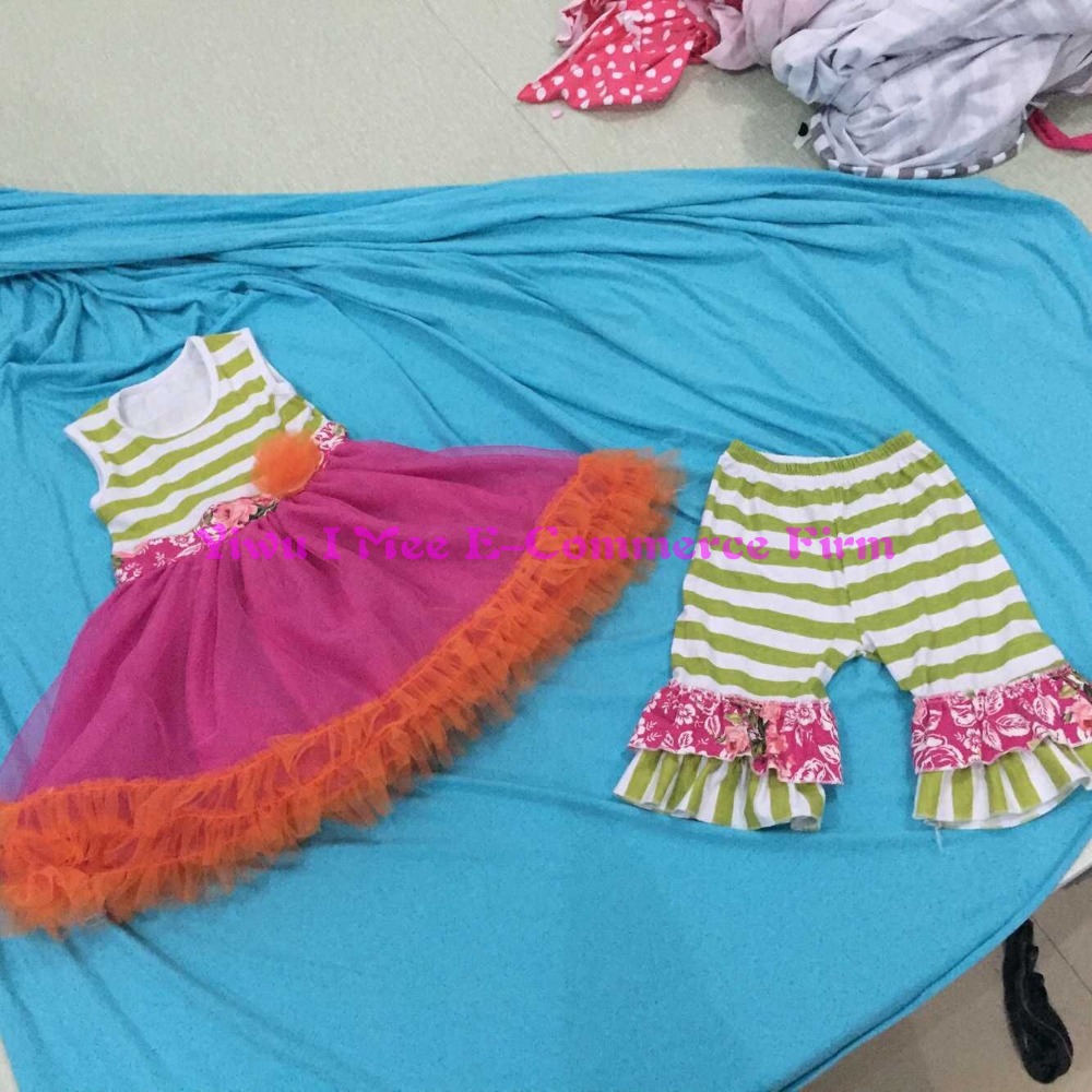 リメイクマスタードパイ衣類セットノースリーブのドレス女の子のためのカスタムデザインの赤ん坊の服装でim-cs610フラワーフリルパンツ仕入れ・メーカー・工場