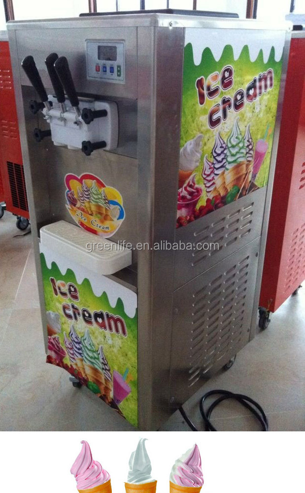3 flavored frozen yogurt machine / ice cream machine for sale with cone holder