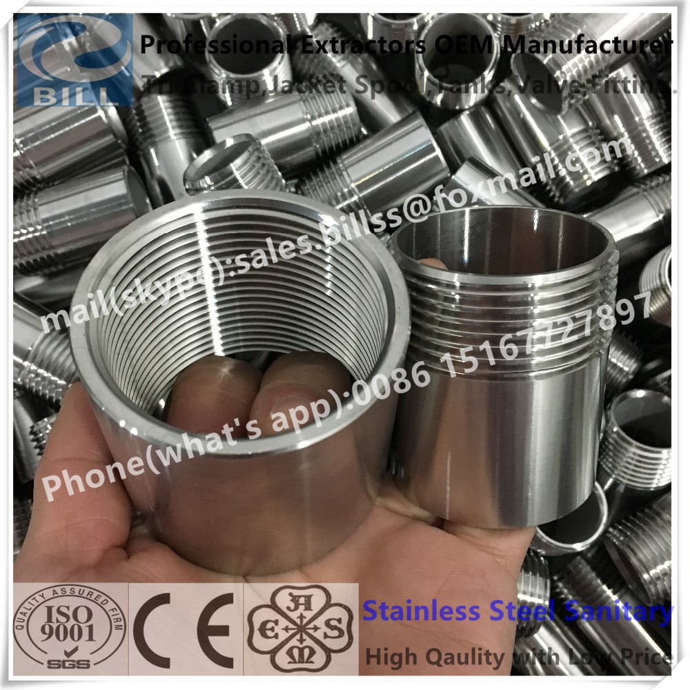 stainless steel bsp/bspt/bspp/npt barrel nipple by cnc machine