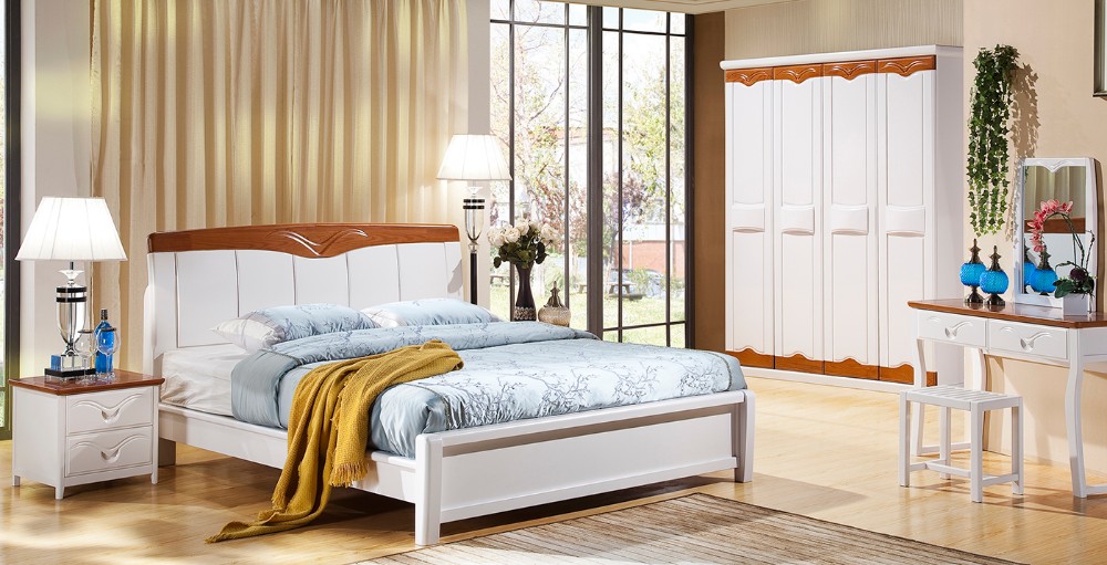 シンプルな木製の寝室の家具白ダブルベッドデザイン3112仕入れ・メーカー・工場