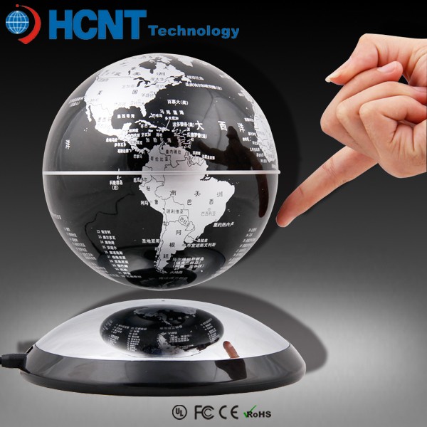 Suspended floating display magnetic levitating rotating globe