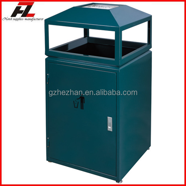 Classified Outdoor Garbage Bin With Ashtray With / Park And Street Metal Rubbish Bin Buy