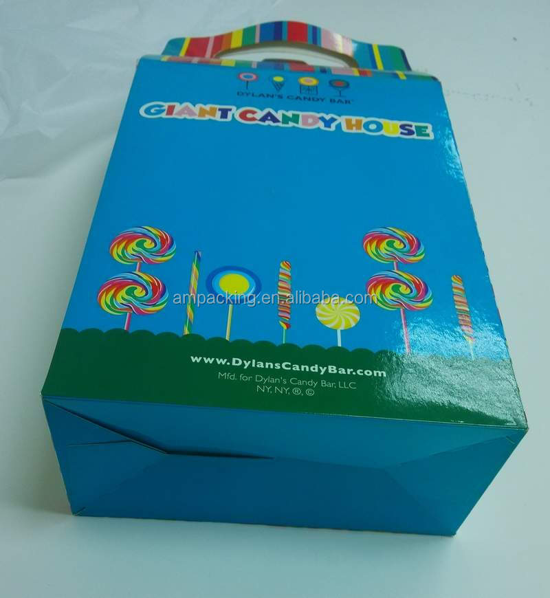 luxury house shape folding chocolate gift box with handle for chaolate bar