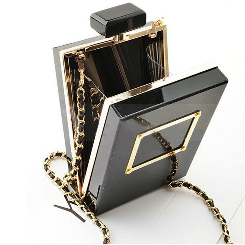 Perfume Bottle Figural Gold Chain Shoulder Bag Mint Womens crossbody bag, Leathe