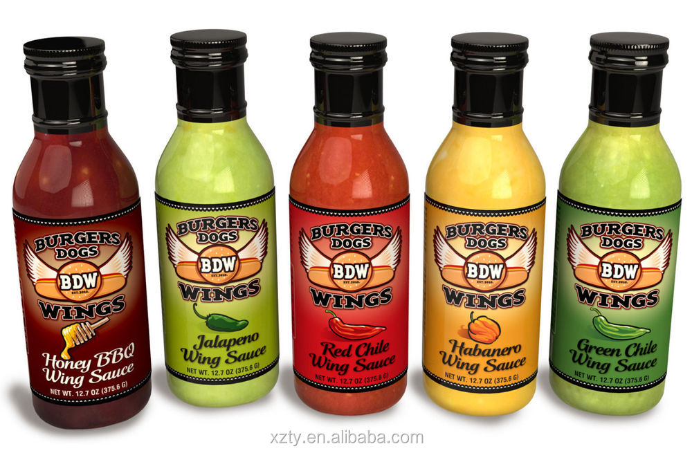 12 Oz Clear Neck Ring Chili Sauce Glass Bottles With Plastic/metal Cap