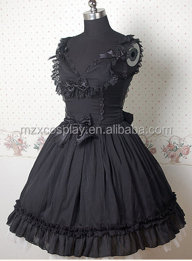熱い販売の黒ロリータドレス弓ファルバラ綿ハロウィンパーティの衣装クリスマス美しさのためのロングドレス問屋・仕入れ・卸・卸売り