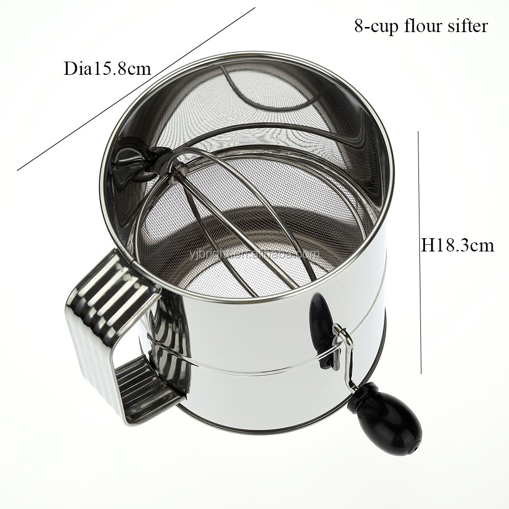 a10353___ 8-cup stainless steel hand crank flour icing sugar