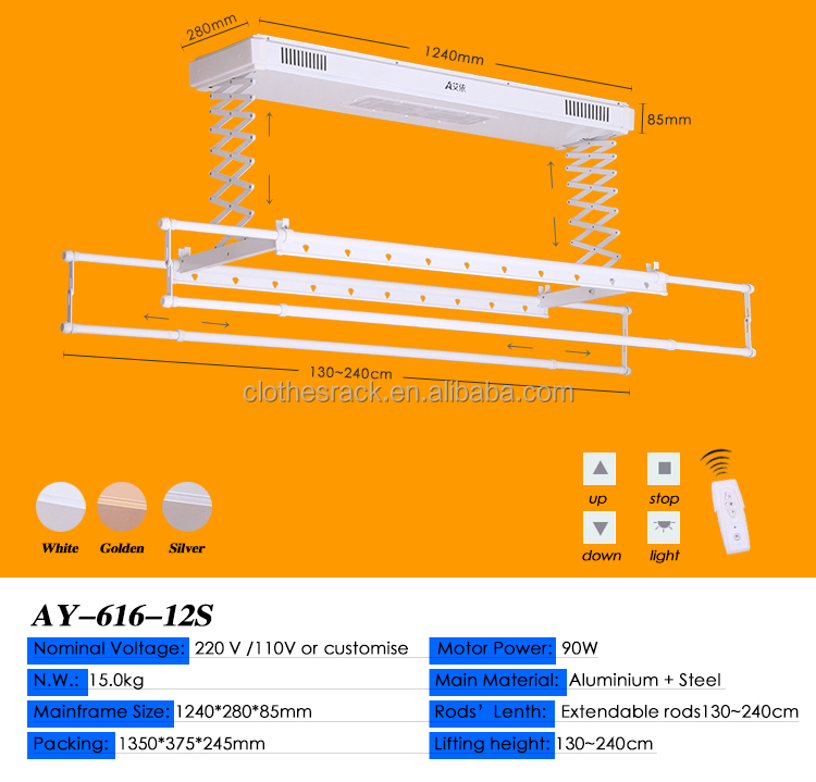 Remote Control Electric Lifting Automatic Clothes Drying Rack Ceiling Mounted Aluminium Clothes Dryer Rack Buy Automatic Clothes Drying